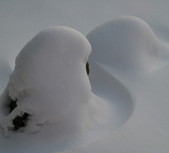 Steinsetzung im Schnee