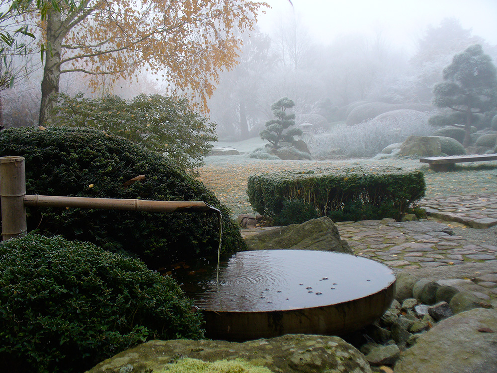 japanischer Garten in Bartschendorf im Winter